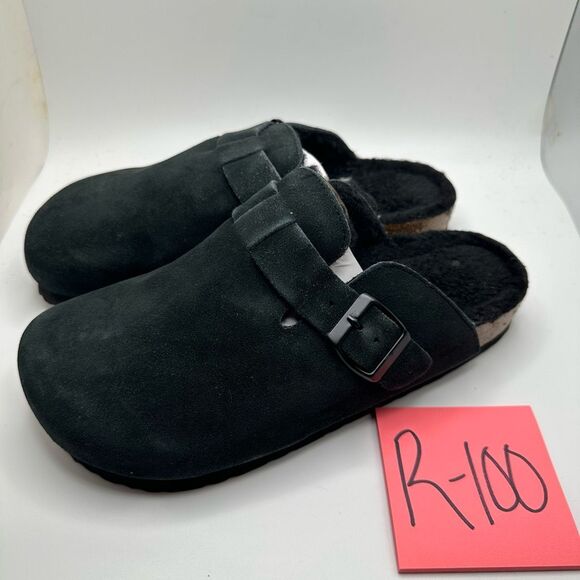 CUSHIONAIRE Women's Hana Cork footbed clog with Genuine Leather upper, Faux Fur - Picture 3 of 7